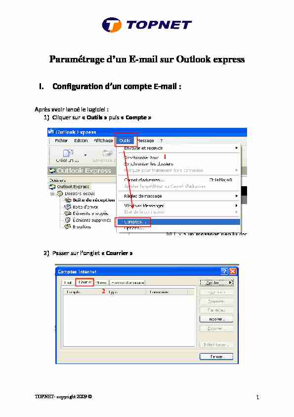 [PDF] Paramétrage dun E-mail sur Outlook express - TOPNET