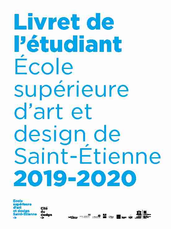 Livret de létudiant École supérieure dart et design de Saint-Étienne
