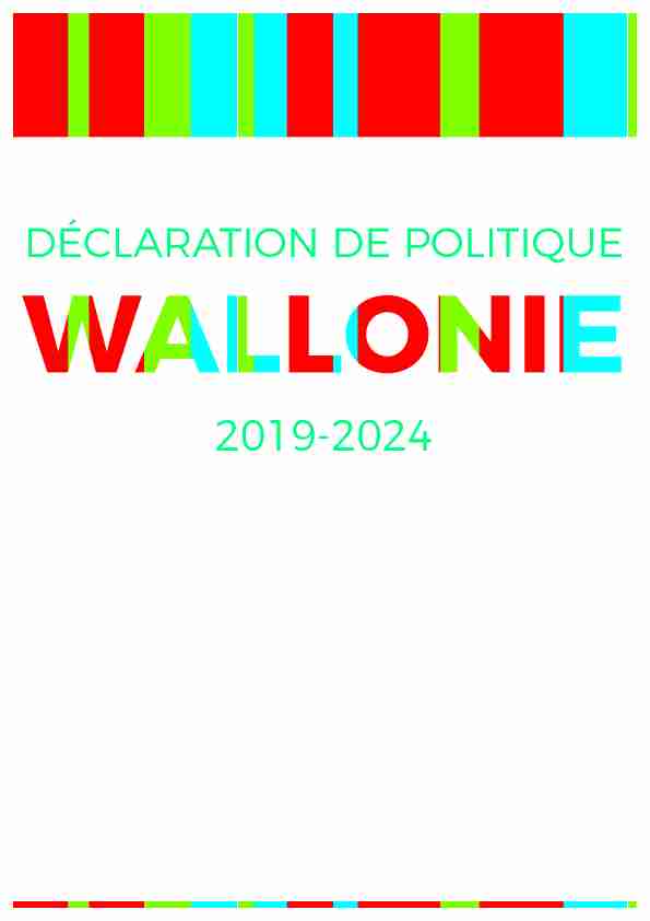 Déclaration de politique régionale pour la Wallonie 2019-2024