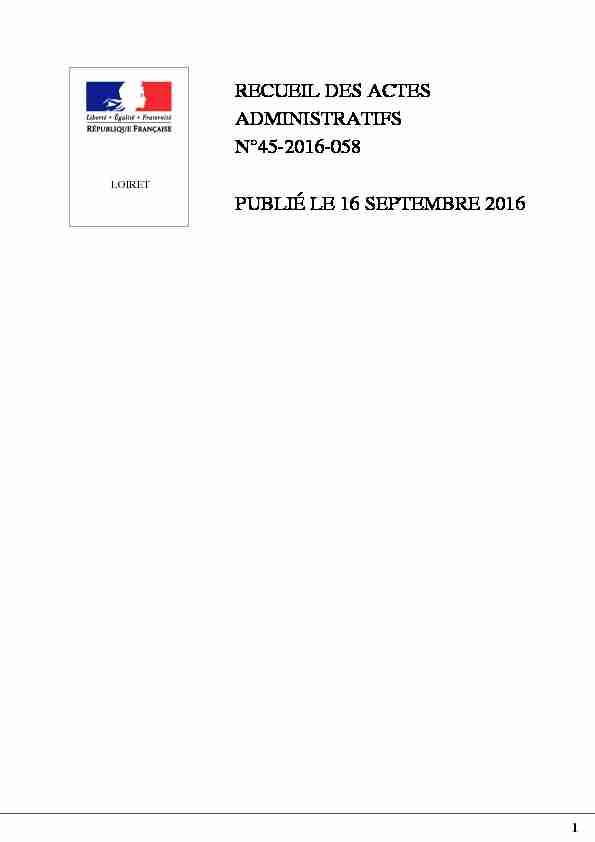 recueil des actes administratifs n°45-2016-058 publié le 16