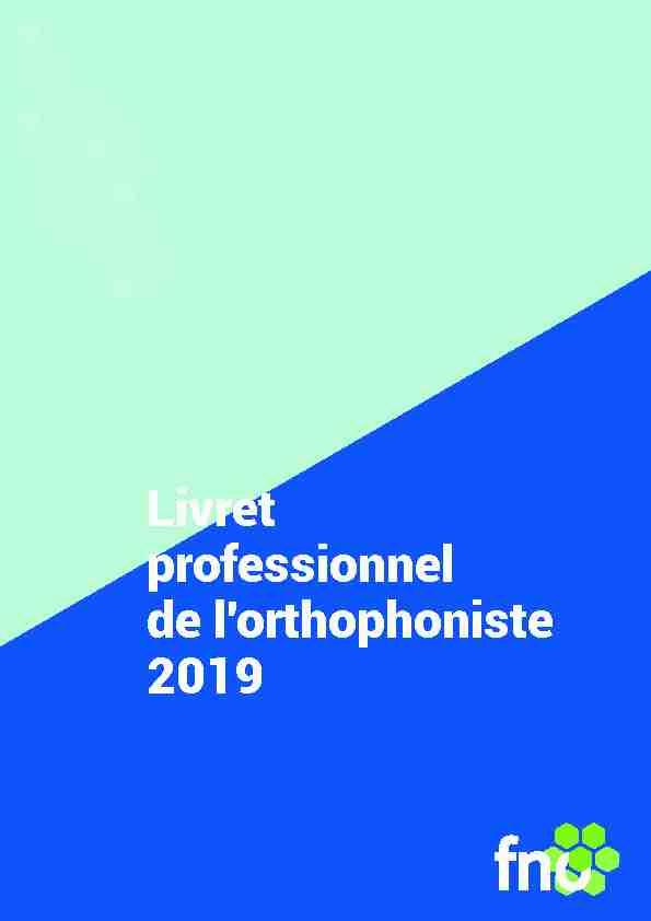 Livret professionnel de lorthophoniste 2019