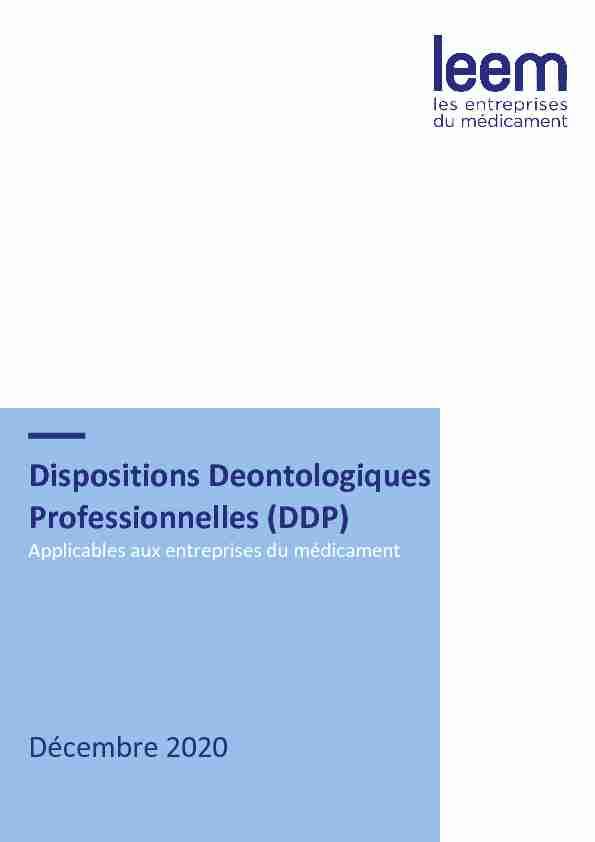 Dispositions Deontologiques Professionnelles (DDP)