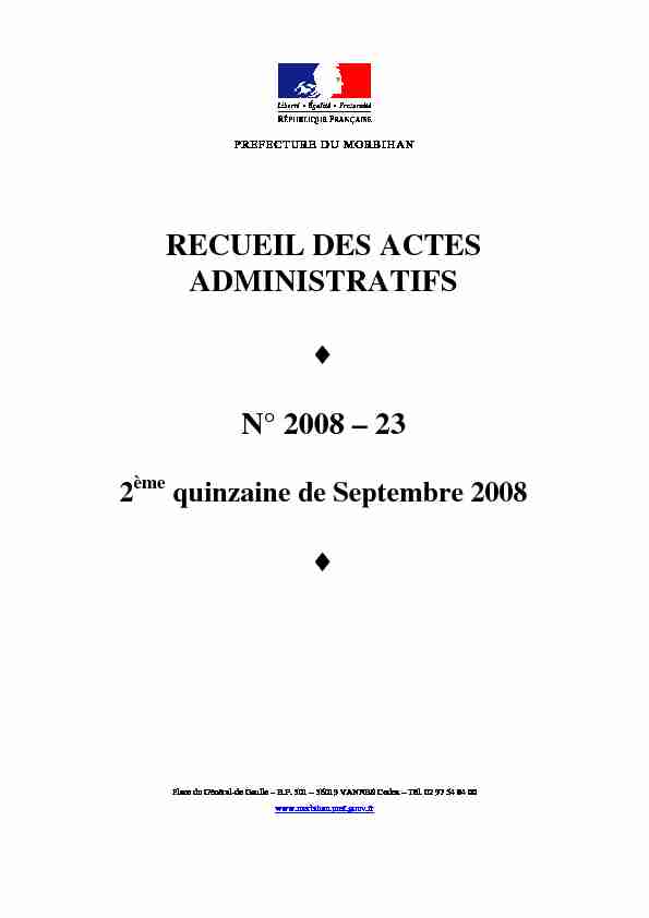 RECUEIL DES ACTES ADMINISTRATIFS N° 2008 – 23