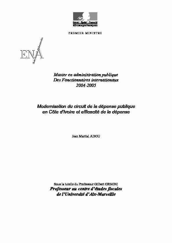 La dépense publique en Côte dIvoire / J.M. Adou