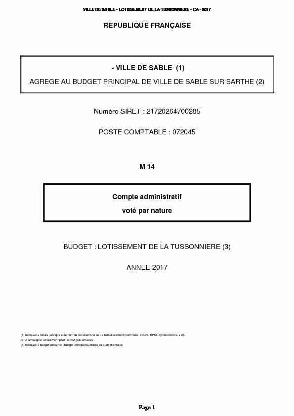 REPUBLIQUE FRAN AISE Ç - VILLE DE SABLE (1) AGREGE AU