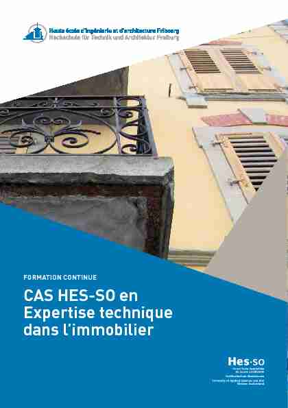 [PDF] CAS HES -SO en Expertise technique dans limmobilier - HEIA-FR
