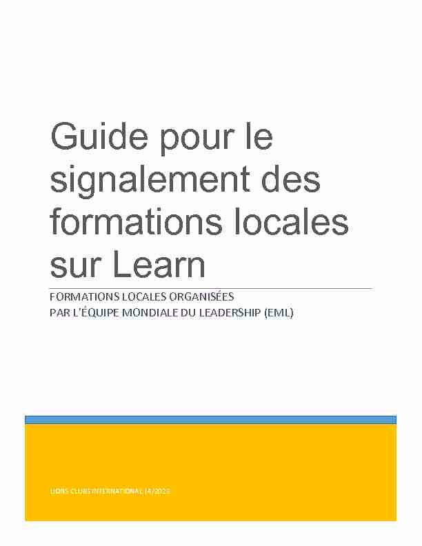 Guide pour le signalement des formations locales sur Learn