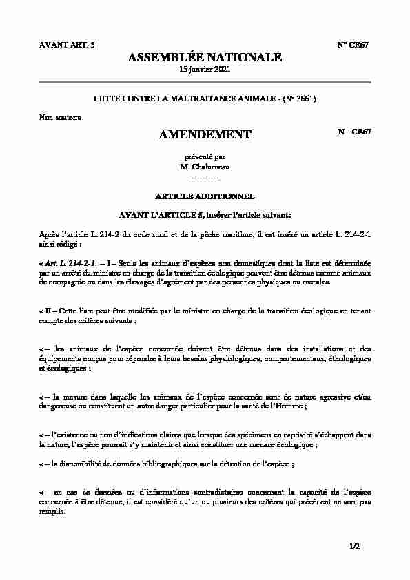 [PDF] ASSEMBLÉE NATIONALE AMENDEMENT