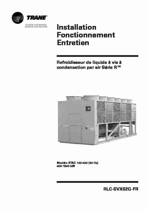Installation Fonctionnement Entretien - Refroidisseur a vis a
