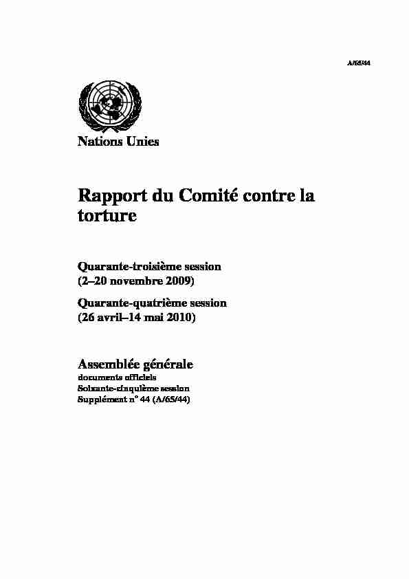 Rapport du Comité contre la torture