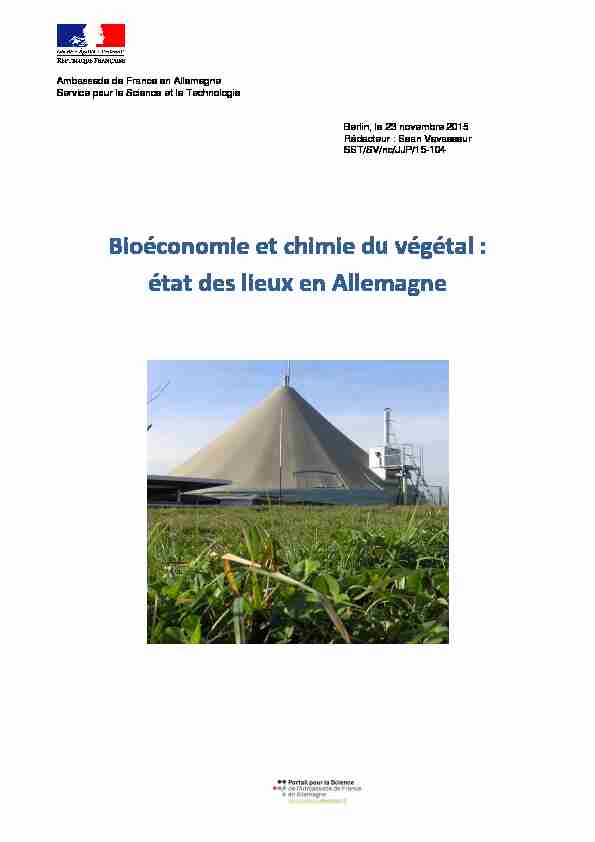 Bioéconomie et chimie du végétal : état des lieux en Allemagne