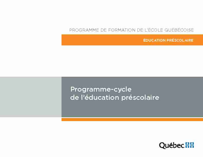 Programme de formation de lécole québécoise - Éducation