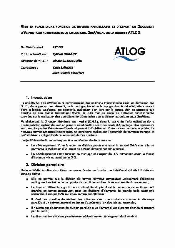 [PDF] 1 Introduction 2 Division parcellaire - INSA Strasbourg