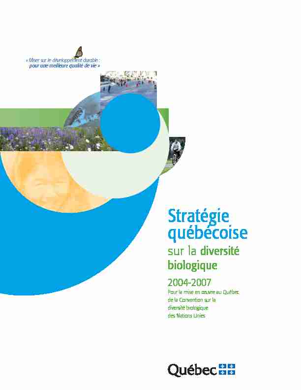 Stratégie québécoise sur la diversité biologique 2004-2007