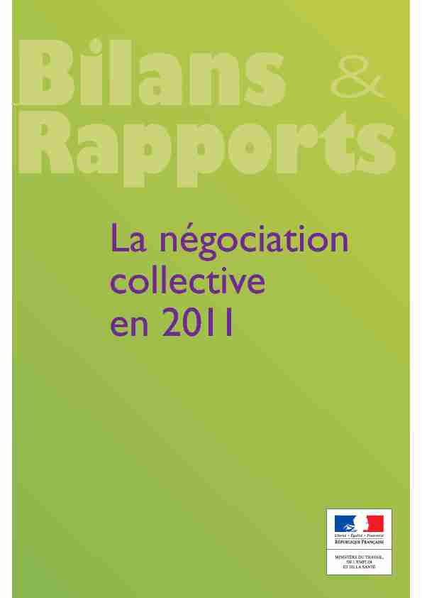 La négociation collective en 2011 - Ministère du Travail