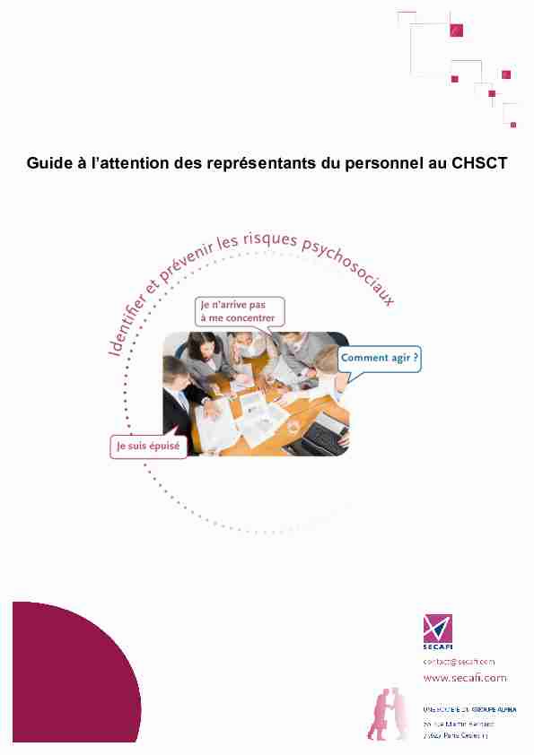 Guide à lattention des représentants du personnel au CHSCT