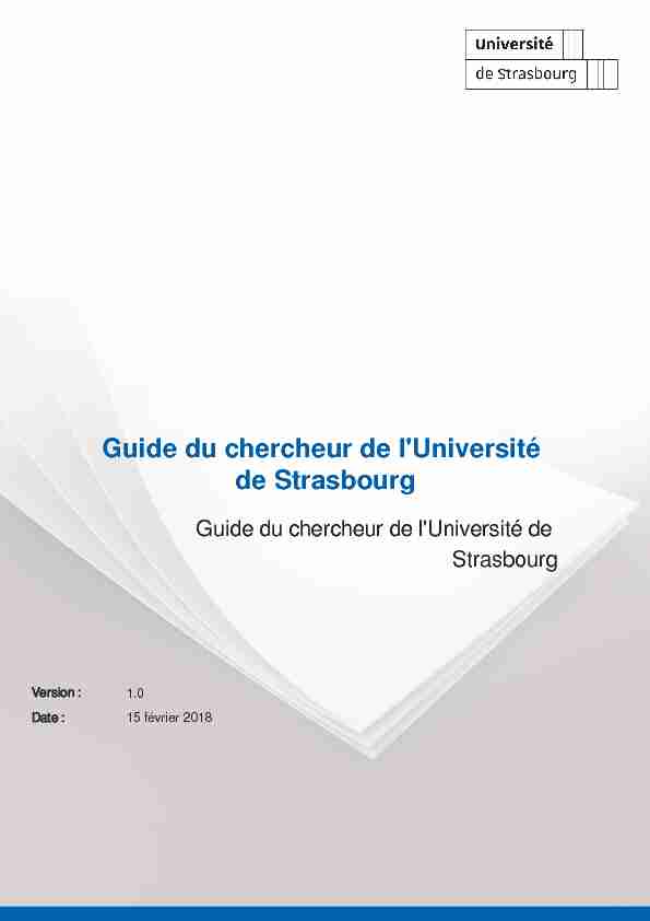 Guide du chercheur de lUniversité de Strasbourg