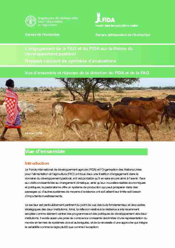 Lengagement de la FAO et du FIDA sur le thème du développement