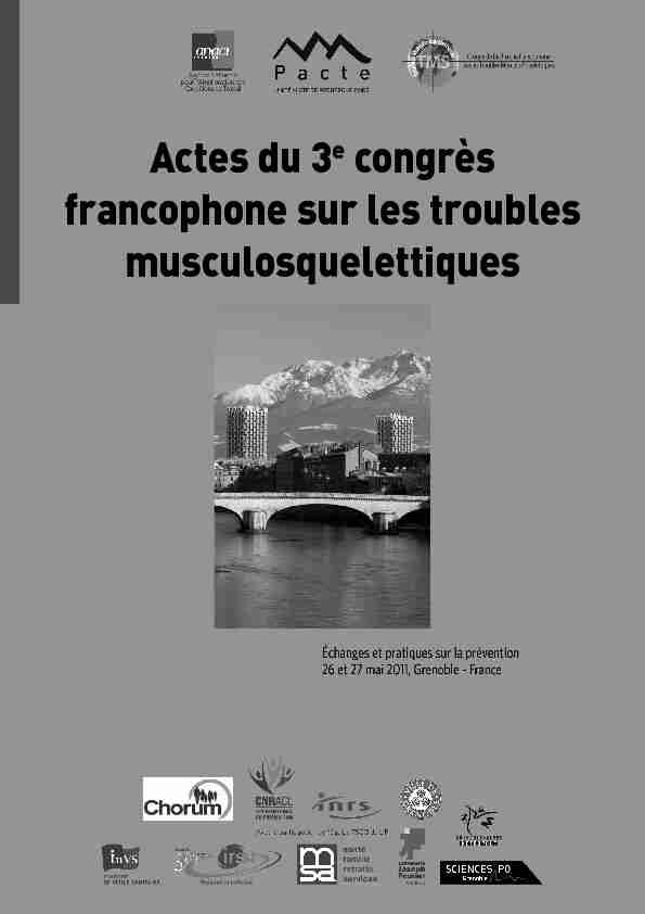Actes du 3e congrès francophone sur les troubles