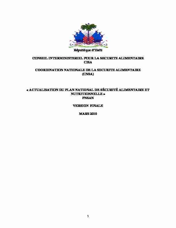 République dHaïti CONSEIL INTERMINISTERIEL POUR LA