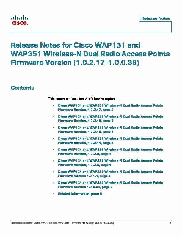 Release Notes for Cisco WAP131 and WAP351 Firmware Version