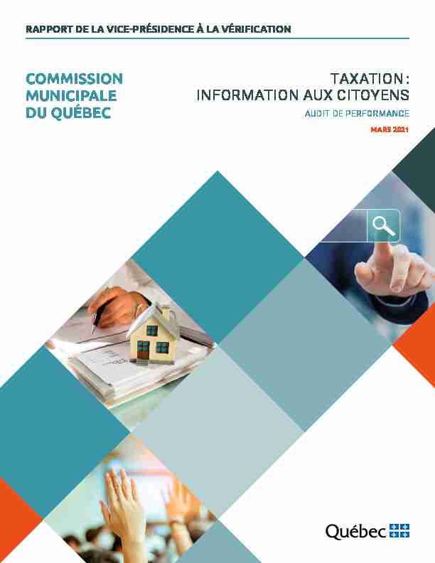 Rapport de la Vice-présidence à la vérification - Taxation