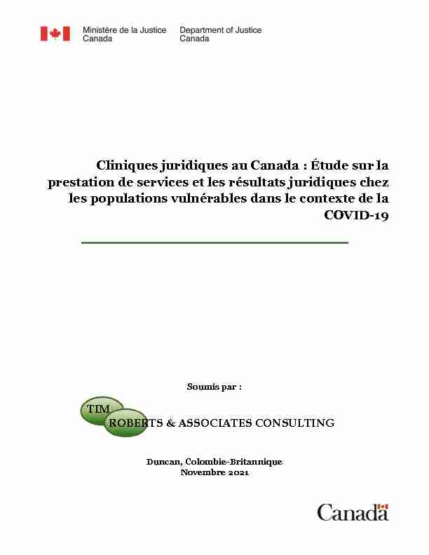 Cliniques juridiques au Canada : Étude sur la prestation de services