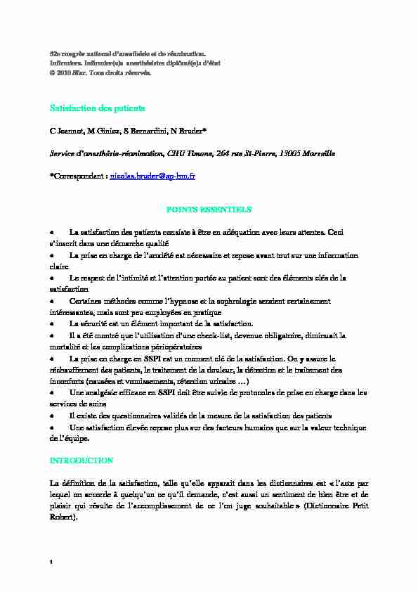 [PDF] Satisfaction des patients - Société Française des Infirmier(e)s