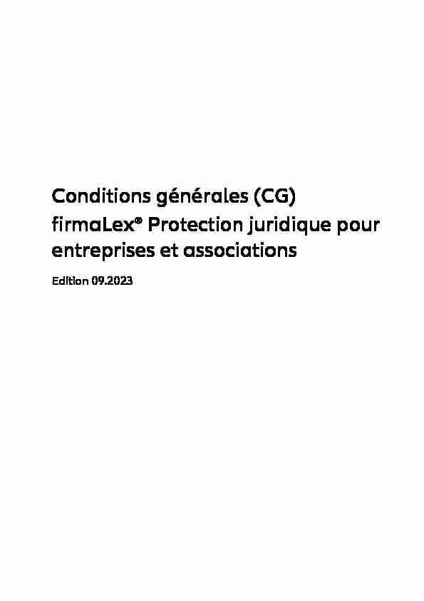 Conditions générales (CG) firmaLex® Protection juridique pour