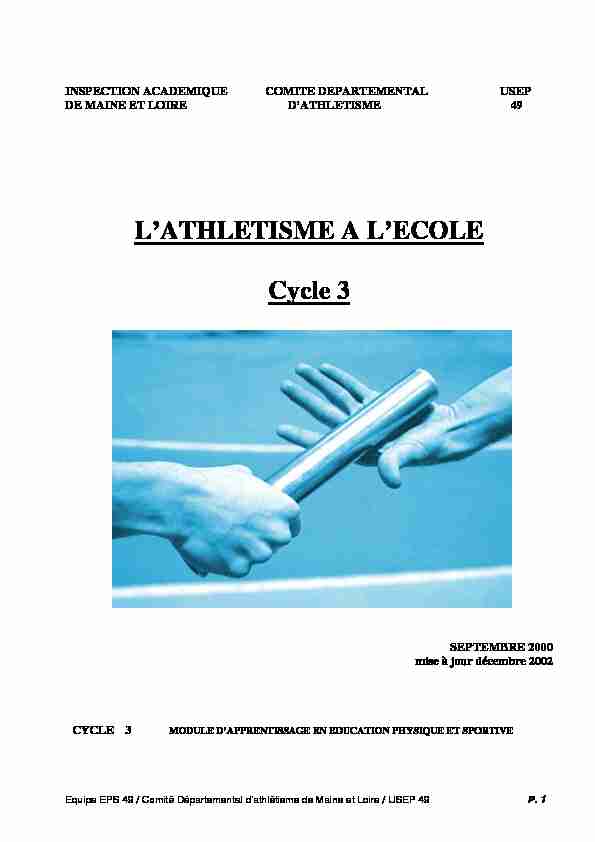 LATHLETISME A LECOLE Cycle 3