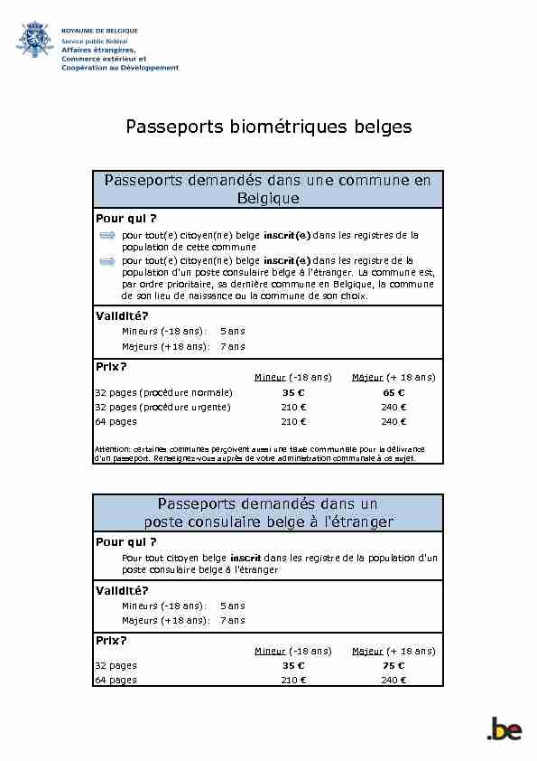Passeports biométriques belges