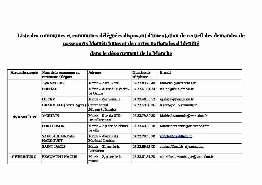 Liste des communes et communes déléguées disposant dune