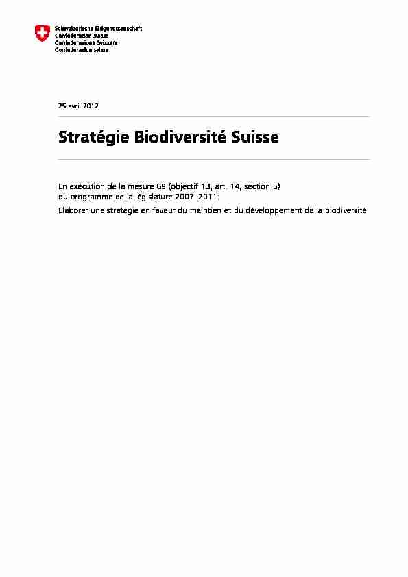 Stratégie Biodiversité Suisse