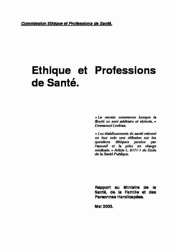 Commission Ethique et Professions de Santé.