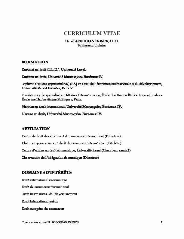 [PDF] CV - Faculté de droit - Université de Montréal
