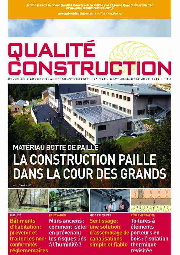 AQC - Revue « Qualité Construction » - Article La construction paille