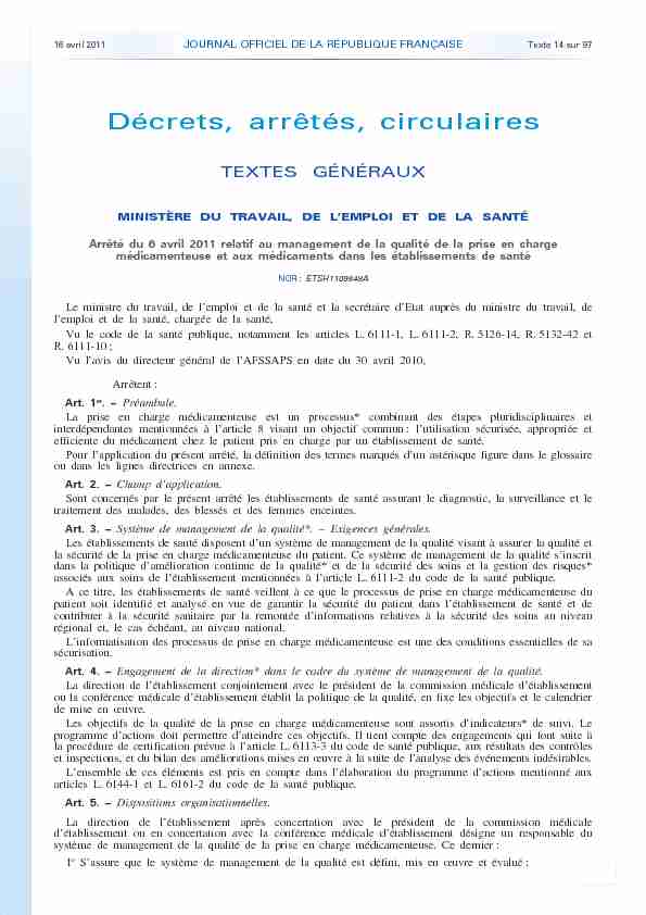 Journal officiel de la République française - N° 90 du 16 avril 2011