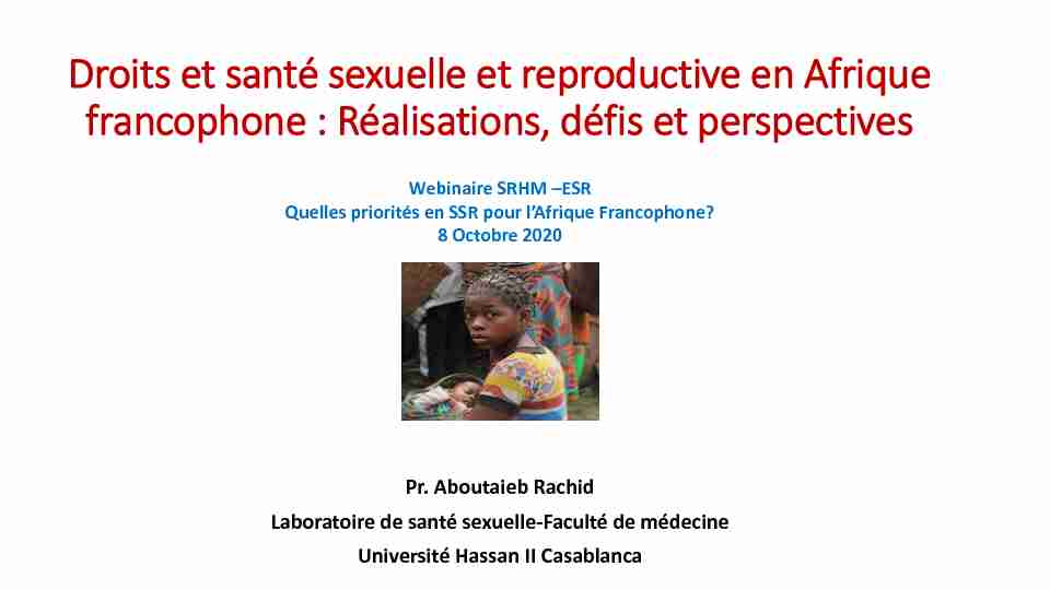 Droits et santé sexuelle et reproductive en Afrique