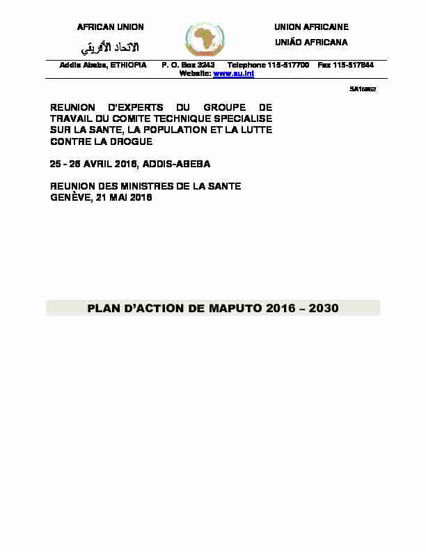 [PDF] PLAN DACTION DE MAPUTO 2016 – 2030 - African Union