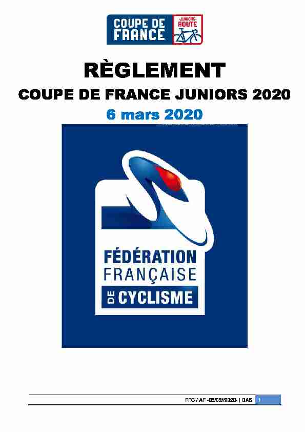 REGLEMENT DEFINITIF COUPE DE FRANCE JUNIORS 2020 6.03
