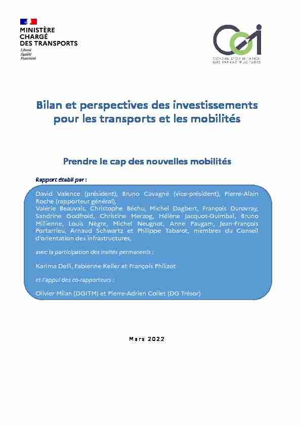 Bilan et perspectives des investissements pour les transports et les