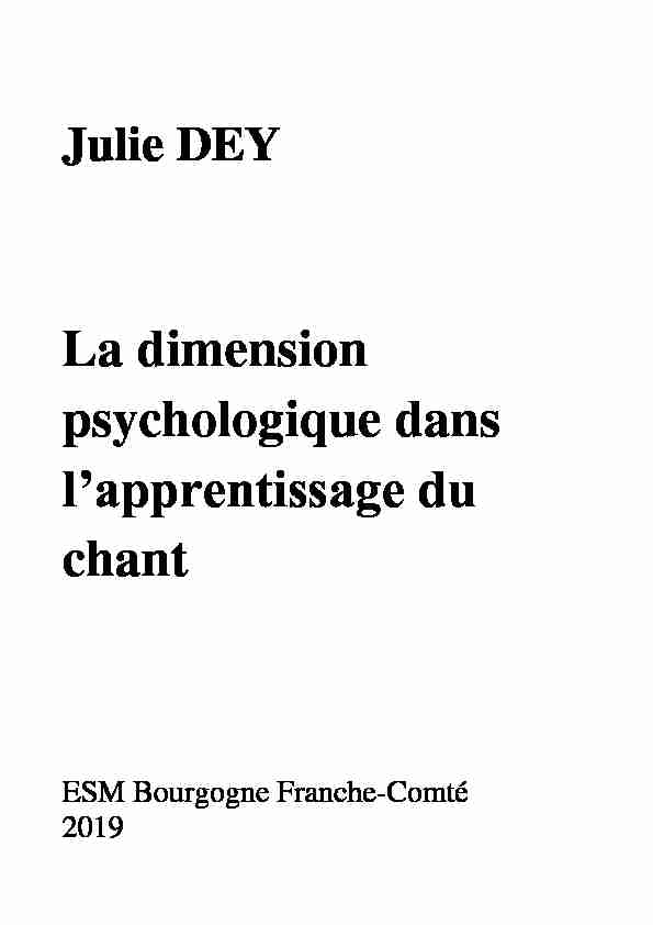 [PDF] La dimension psychologique dans lapprentissage du chant - ESM