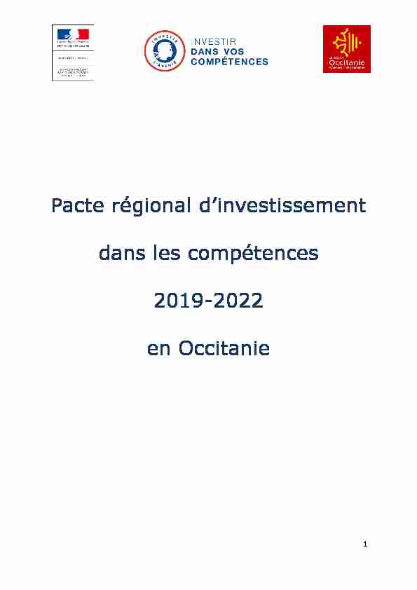 Pacte régional dinvestissement dans les compétences 2019-2022