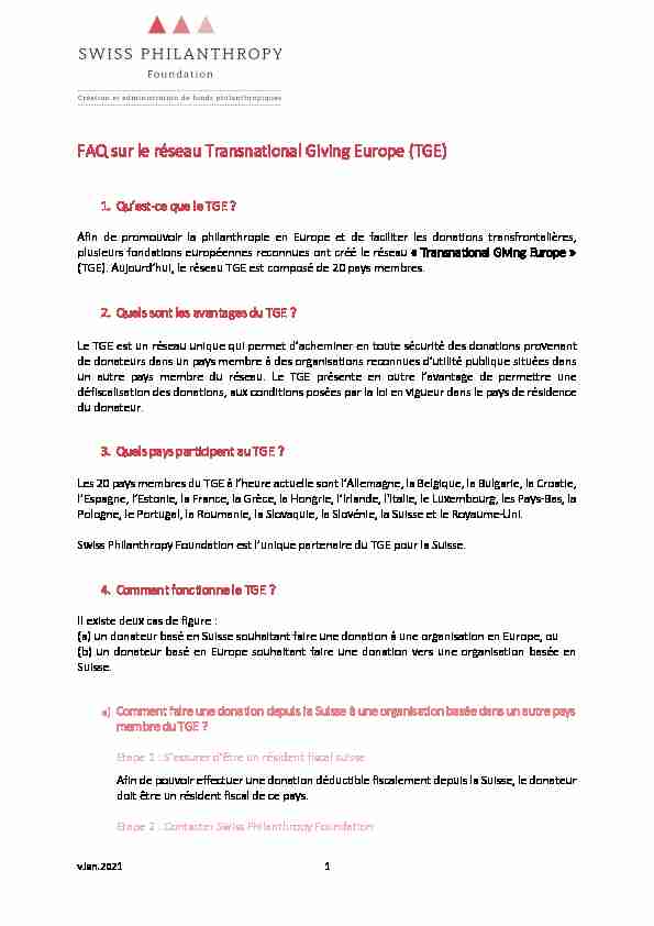 FAQ sur le réseau Transnational Giving Europe (TGE)