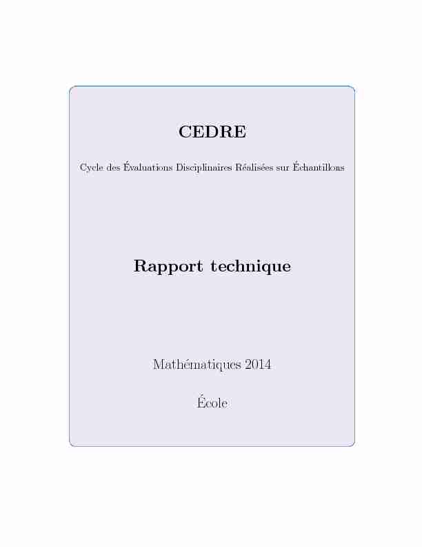 CEDRE Rapport technique