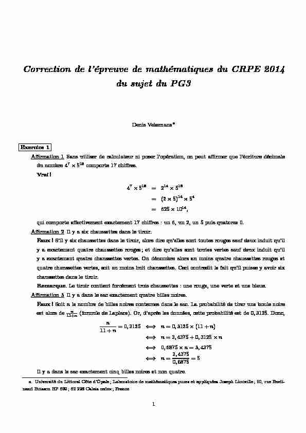 Correction de lépreuve de mathématiques du CRPE 2014 du sujet