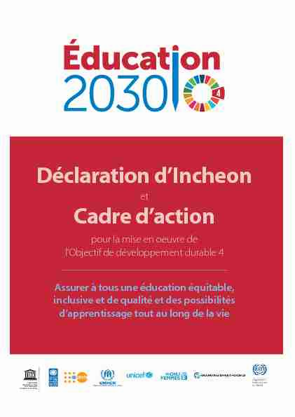 Education 2030: Déclaration dIncheon et Cadre daction pour la