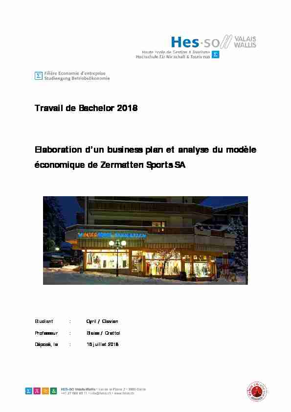 [PDF] Travail de Bachelor 2018 Elaboration dun business  - RERO DOC