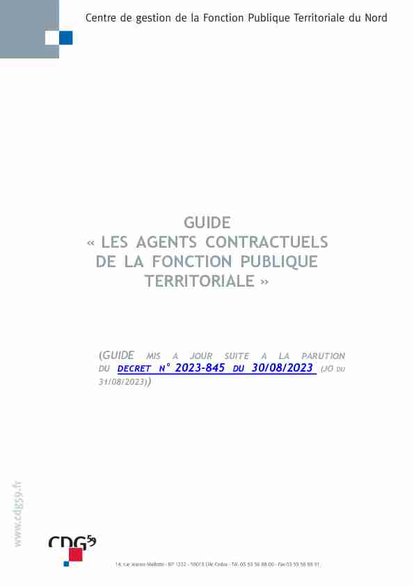 Guide Les agents contractuels de la Fonction Publique Territoriale