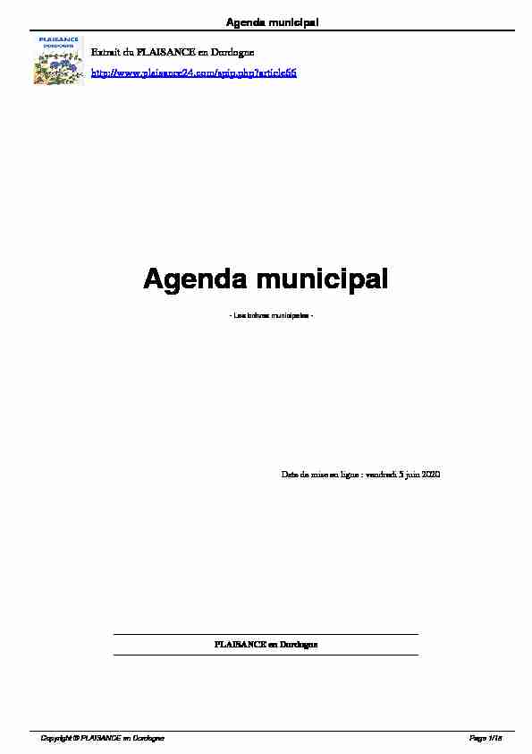Agenda municipal - PLAISANCE en Dordogne